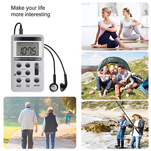 AM FM Portable Radio,Vnaovd Digital Tuning Pocket Radio with Best Reception, Personal Walkman Radio with Rechargeable Battery,Stereo Earphone,Lock Screen for Walk Jogging Gym Camping