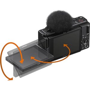 Sony ZV-1F Vlogging Camera (Black) (ZV1FB) + Case + 64GB Card + 2 x NP-BX1 Battery + Card Reader + Corel Photo Software + LED Light + Charger + Flex Tripod + Memory Wallet + More (Renewed)