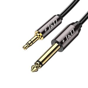 j&d 6.35mm (1/4 inch) ts to 3.5mm (1/8 inch) trs cable, gold-plated 1/4 inch male to 3.5mm (1/8 inch) male mono interconnect heavy duty stereo aux jack adapter cable, 10 feet