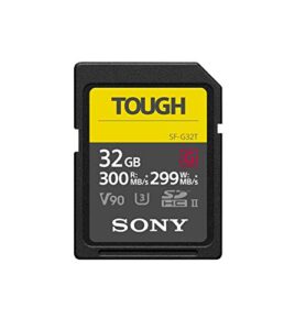 sony sf-g32t/t1 tough high performance sdhc uhs-ii class 10 u3 flash memory card with blazing fast read speed up to 300mb/s, 32gb black