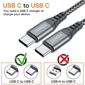 JXMOX USB C to USB C Cable 60W, (2 Pack 3.3ft) Type C Fast Charging Cord Charger Compatible with Samsung Galaxy S23 S22 S21 S20 Ultra, Note 20 10, Google Pixel 2/3/4, MacBook Pro/Air, iPad Pro (Grey)
