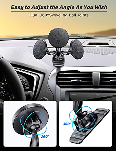 eSamcore Magnetic Phone Mount for Car Dashboard Magnet Phone Car Mount for iPhone 12/13/ 12 Pro/ 12 Pro Max/Mini/MagSafe Case Car Phone Holder Mount, Include Metal Plate Ring for All Cell Phone