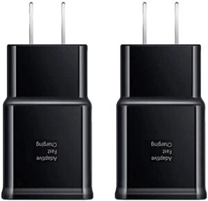 samsung adaptive fast charging wall charger adapter compatible with samsung galaxy s6 s7 s8 s9 s10 / edge/plus/active, note 5,note 8, note 9 and more (2 pack) chichifit quick charge (black)