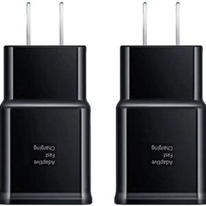 Samsung Adaptive Fast Charging Wall Charger Adapter Compatible with Samsung Galaxy S6 S7 S8 S9 S10 / Edge/Plus/Active, Note 5,Note 8, Note 9 and More (2 Pack) ChiChiFit Quick Charge (Black)