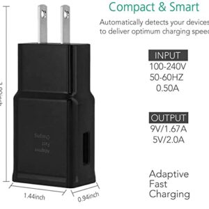 Samsung Adaptive Fast Charging Wall Charger Adapter Compatible with Samsung Galaxy S6 S7 S8 S9 S10 / Edge/Plus/Active, Note 5,Note 8, Note 9 and More (2 Pack) ChiChiFit Quick Charge (Black)