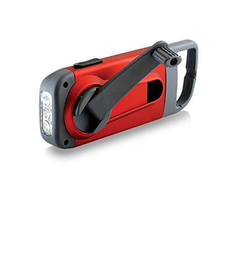 Eton American Red Cross Crank-Powered Clipray Clip-On Flashlight & Smartphone Charger, Red