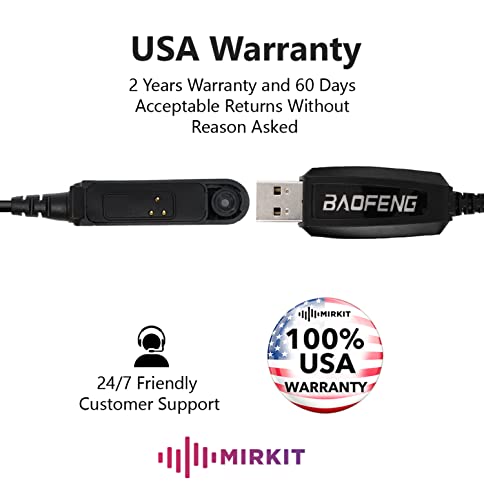 MIRKIT Original Baofeng USB Programming Cable for Baofeng UV-9R BF-9700 A-58 UV-XR UV-5S GT-3WP Plus Handheld ham Radio transceiver Uportable Ham Handheld CB Radio USA Warranty