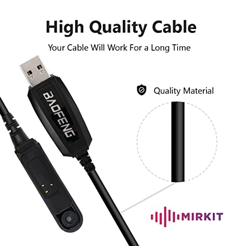 MIRKIT Original Baofeng USB Programming Cable for Baofeng UV-9R BF-9700 A-58 UV-XR UV-5S GT-3WP Plus Handheld ham Radio transceiver Uportable Ham Handheld CB Radio USA Warranty