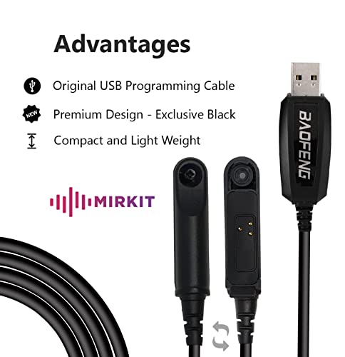 MIRKIT Original Baofeng USB Programming Cable for Baofeng UV-9R BF-9700 A-58 UV-XR UV-5S GT-3WP Plus Handheld ham Radio transceiver Uportable Ham Handheld CB Radio USA Warranty