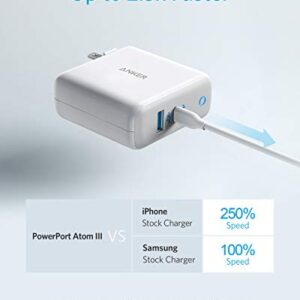 Anker 60W PIQ 3.0 & GaN Tech Dual Port Charger, PowerPort Atom III (2 Ports) Travel Charger with a 45W USB C Port, for USB-C Laptops, MacBook, iPad Pro, iPhone, Galaxy, Pixel and More