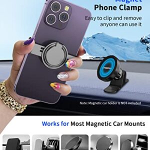 CHEEDAY Magnetic Phone Clamp Mount to Any Metal Surface, [Strong Magnet] Gym Metal Phone Clip Ring Grip for Magnetic Car Holder Compatible with iPhone 12 13 14 Pro Max, Most Phones and Cases, Gray