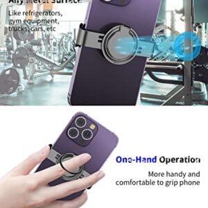 CHEEDAY Magnetic Phone Clamp Mount to Any Metal Surface, [Strong Magnet] Gym Metal Phone Clip Ring Grip for Magnetic Car Holder Compatible with iPhone 12 13 14 Pro Max, Most Phones and Cases, Gray