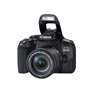 Canon Intl. EOS 850D (T8i) DSLR Camera with EF-S 18-55mm f4-5.6 is STM, EF 75-300mm III Lens Bundle, Travel Kit Accessories (Gadget Bag, Extra Battery, Digital Slave Flash, 128Gb Memory+More), Black