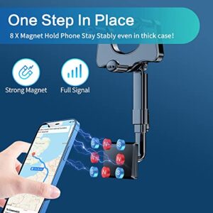 BEENLE Upgraded Rearview Mirror Magnetic Phone Holder Mount for Car, Rotatable and Retractable Car Phone Holder, Strong Magnet Cell Phone Holder Car Cradle Fit All Mobiles & Vehicles