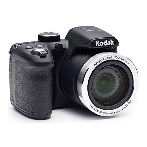 Kodak PIXPRO AZ401 Astro Zoom Digital Camera (Black) with 32GB Memory Card, Rapid Charger with 4 AA Batteries, and Koah Holster Case with Accessory Bundle (5 Items)