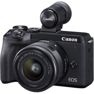 canon eos m6 mark ii mirrorless digital camera with 15-45mm lens and evf-dc2 (black) international model (renewed)