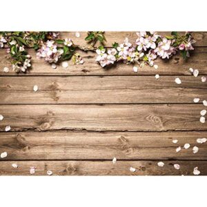 giumsi 7x5ft durable farbic wood wall photography backdrop with spring flowers and petal for newborn baby shower birthday party photo background photoshoot booth props