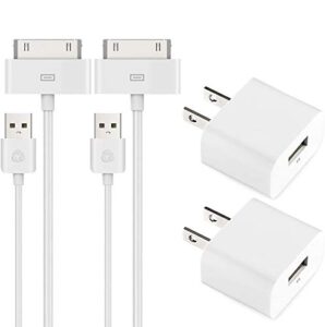 esk (tm) certified 6 feet 30 pin usb charging cable with 5w usb power adapter for for iphone 4/4s, iphone 3g/3gs, ipad 1/2/3, ipod touch 1/2/3/4 (2 pack)