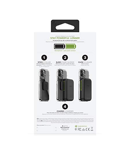 mophie Juice Pack Connect Compact - containing a Portable 5,000mAh Battery with Dual Purpose Stand - Made for Qi-Enabled Smartphones - Black