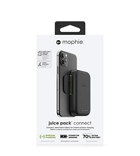 mophie Juice Pack Connect Compact - containing a Portable 5,000mAh Battery with Dual Purpose Stand - Made for Qi-Enabled Smartphones - Black