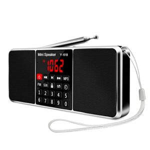 lefon multifunction digital fm radio media speaker mp3 music player support tf card usb drive with led screen display and setting timing shutdown function (black)