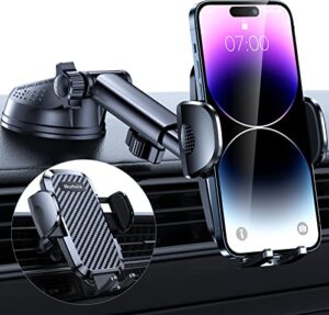 rorhxia 2023 upgraded car phone holder mount [groundbreaking protection & rotatable base] 3 in 1 dashboard vent windshield cell phone holder car fit for iphone 14 13 12 pro max samsung s23 all phones