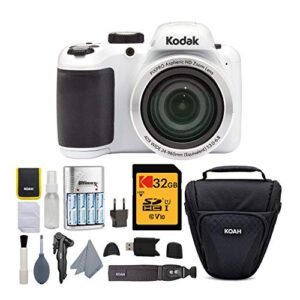 kodak pixpro az401 40x astro zoom digital camera (white) bundle with holster case, rechargeable batteries, memory card, and digital reader usb (5 items)
