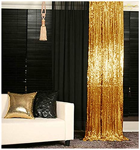 Sequin Backdrop 4x10ft Shiny Gold Sequin Curtains 2 Panels Glitter Backdrop Curtains for Parties Photography Background M0511