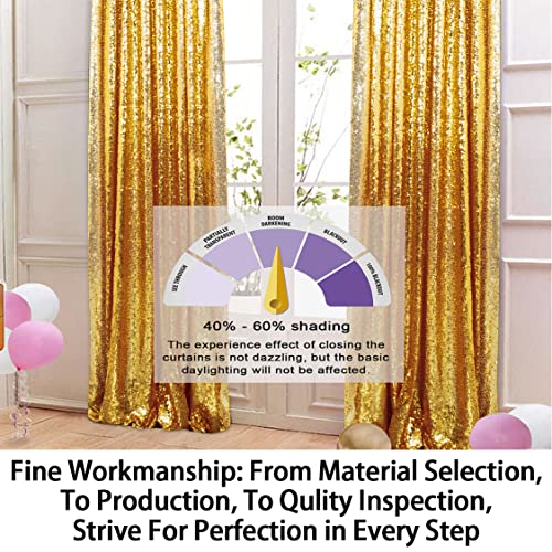 Sequin Backdrop 4x10ft Shiny Gold Sequin Curtains 2 Panels Glitter Backdrop Curtains for Parties Photography Background M0511