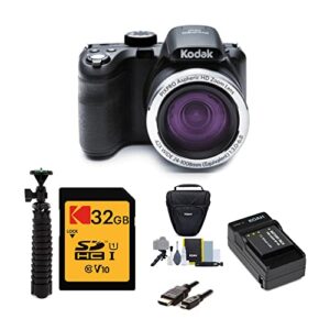 kodak pixpro az421 astro zoom 16 mp digital camera (black) bundle w/32 gb sd card, replacement battery & charger, and photography accessories (7 items) – 42x optical zoom lens and 3-inch lcd screen