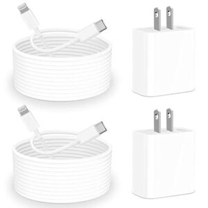 [apple mfi certified] iphone 14 fast charger, lanwk 2 pack 20w usb-c pd smart power wall charger with 2 pack 6ft type-c to lightning quick charge sync cord for iphone 13 12 11 pro/xs/x/se/ipad/airpods
