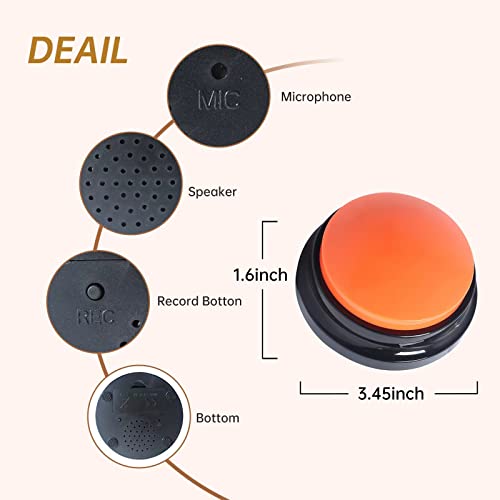 4 Color Voice Recording Button, Dog Buttons for Communication Pet Training Buzzer, 30 Second Record & Playback, Funny Gift for Study Office Home - 4 Color Packs