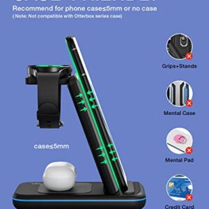 Wireless Charging Station for Samsung Galaxy Phone/Watch/Buds, 3 in 1 Foldable Charging Stand for Samsung S23 Ultra/S22/S21/S20/Note20/10/Galaxy Watch5/4/3/Classic/Active Buds+/Live with 18W Adapter