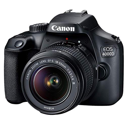 Canon EOS 4000D DSLR Camera w/Canon EF-S 18-55mm F/3.5-5.6 III Zoom Lens + 32GB SD Card + More (Renewed)