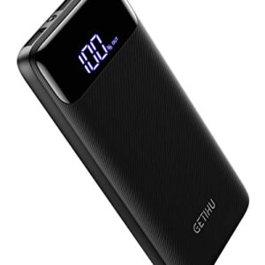 GETIHU Portable Charger, 3A High Speed 10000mAh LED Display USB C Power Bank, Tri-outputs Battery Pack with Flashlight Compatible with iPhone 14 13 12 11 Pro Samsung S22 Google LG iPad [2023 Upgraded]