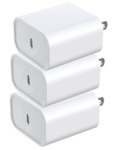 20w iphone charger block, 3pack usb c charging blocks fast charge wall plug for iphone 14 pro max 14pro 13 13pro 12 12pro 11 11pro 10 x xr xs 8 plus usb-c power adapter type c cube usbc box pd c brick