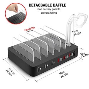 75W Fastest Charging Station for Multiple Devices, COSOOS USB Charging Station with 3X QC 3.0, 7 Phone Charger Cables(3 Type),iWatch Stand,6-Port USB Charger Station for Samsung