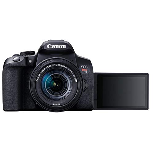 Canon EOS Rebel T8i DSLR Camera with 18-55mm Lens, Bundle with Bag, 64GB SD Card, Extra Canon Battery, Charger, Tripod, Filter Kit and Accessories