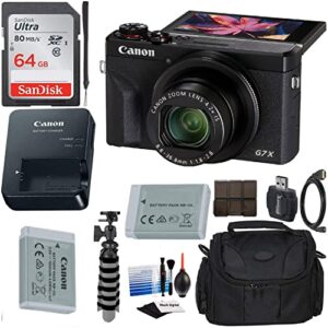 canon powershot g7 x mark iii digital camera (black) with rtech digital bundle – includes: 64gb sdxc memory card, 1x replacement battery, carrying case & more (renewed)