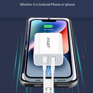 Power-7 USB C Wall Charger, 3-Pack 20W 2Port Fast USBC Charger Block Plug PD Power Adapter Type C Charging Box Brick Cube for iPhone 14 13 12 Pro Max Mini 11 SE XS XR X, Pad, Samsung, Tablet, Android