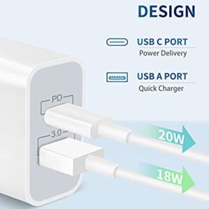 Power-7 USB C Wall Charger, 3-Pack 20W 2Port Fast USBC Charger Block Plug PD Power Adapter Type C Charging Box Brick Cube for iPhone 14 13 12 Pro Max Mini 11 SE XS XR X, Pad, Samsung, Tablet, Android