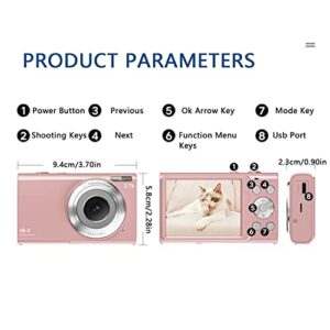 Digital Cameras for Kids Digital Camera for Photography, 48MP Camera Rechargeable Point and Shoot Cameras,Pixels HD Camera 16x Zoom Camera Built-in Microphone, for Beginner Photography (Color : B)