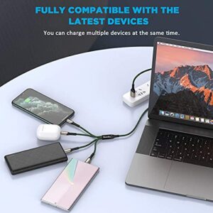 Bismdky Multi Charging Cable, 2Pack 4FT Nylon Braided Universal 4 in 1 Multiple USB Cable 3A Charging ，with Dual Phone/USB-C/Micro-USB Port Adapter Connectors for Cell Phones Tablets and More