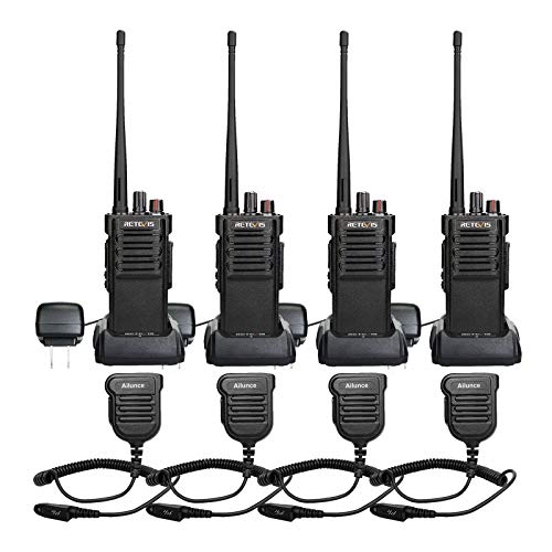 Retevis RT29 2 Way Radios Long Range,High Power Heavy Duty Two Way Radios,Rugged Walkie Talkies with Waterproof Speak Mic 3200mAh Battery(4 Pack)