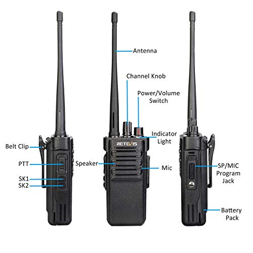 Retevis RT29 2 Way Radios Long Range,High Power Heavy Duty Two Way Radios,Rugged Walkie Talkies with Waterproof Speak Mic 3200mAh Battery(4 Pack)