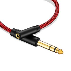 6.35 male to female 3.5 headphones adapter 20ft,trs 1/4 to 3.5mm stereo cord 6.35mm 1/4 male to 3.5mm 1/8 female for amplifiers, guitar amp, piano, home theater devices, or mixing console(20ft/6m)