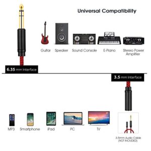 6.35 Male to Female 3.5 Headphones Adapter 20Ft,TRS 1/4 to 3.5mm Stereo Cord 6.35mm 1/4 Male to 3.5mm 1/8 Female for Amplifiers, Guitar Amp, Piano, Home Theater Devices, or Mixing Console(20Ft/6M)