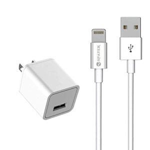 iphone charger, spater travel home wall charger and a charging cable compatible with iphone 13, iphone 12, iphone 11, iphone x, iphone 8, 7, 6, 5, ipad mini, ipod touch, and ipods (white)
