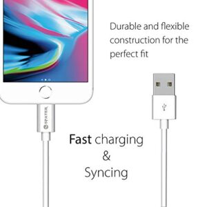 iPhone Charger, Spater Travel Home Wall Charger and a Charging Cable Compatible with iPhone 13, iPhone 12, iPhone 11, iPhone X, iPhone 8, 7, 6, 5, iPad Mini, iPod Touch, and iPods (White)