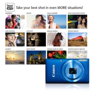 Canon PowerShot ELPH 115 is 16.0 MP Digital Camera with 8X Optical Zoom with a 28mm Wide-Angle Lens and 720p HD Video Recording (Blue)